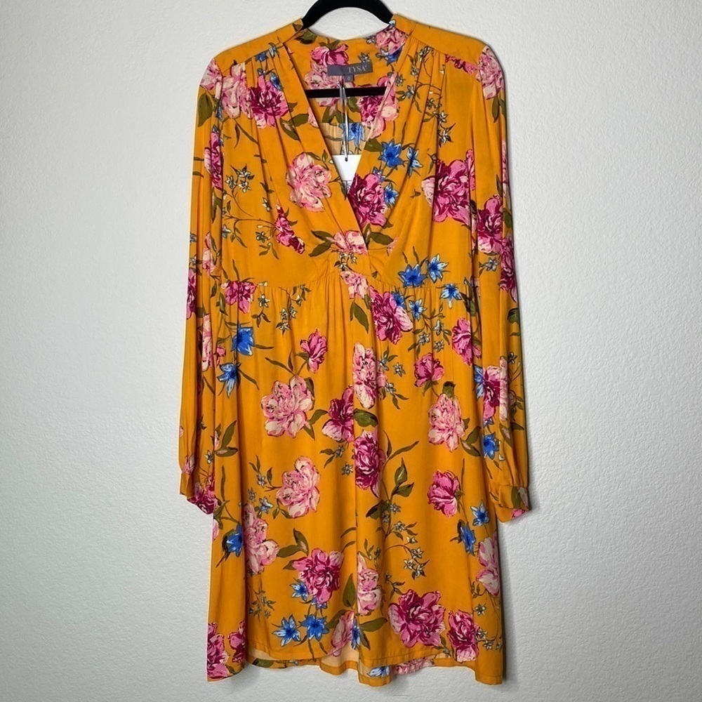 TYSA Designs dress women’s XS extra small orange floral midi long sleeve dress